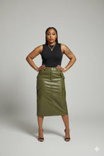 Pu Side Pockets Midi Skirt Available in Sizes S-L