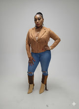 Fringe Faux Suede Blazer Jacket Available in Sizes L-XL