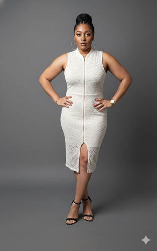 White Lace Stretch Dress Available in Size L