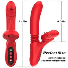 Heated vibrator with licking function and thrusting motion