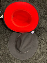 Black Fedora Hat with Red Bottom Adjustable Strings inside Hat Sizes S-XL