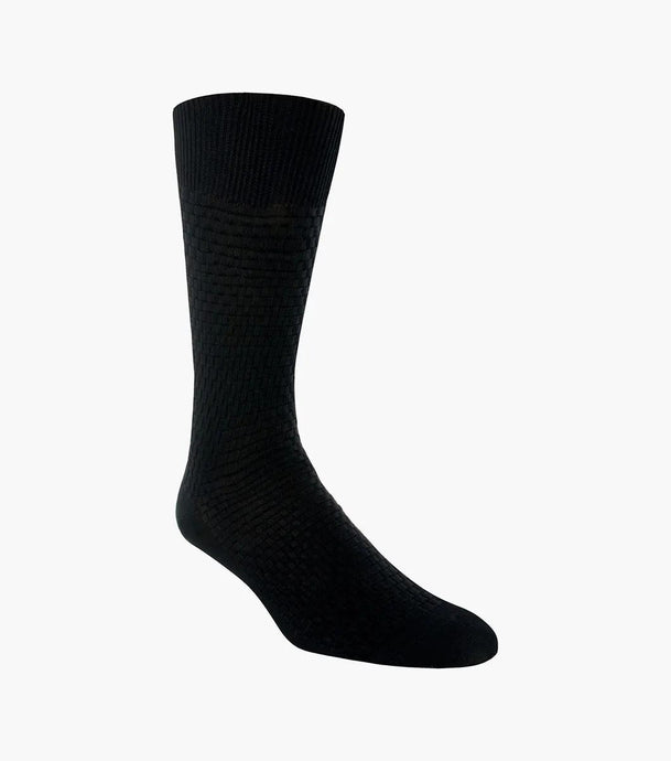 Stacy Adams TONAL PLAID Men's Crew Dress Socks Black