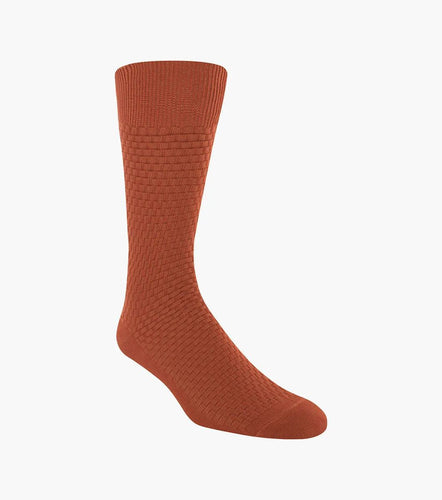 Stacy Adams TONAL PLAID Men's Crew Dress Socks Cognac