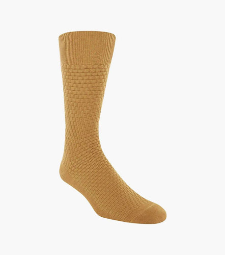 Stacy Adams TONAL PLAID Men's Crew Dress Socks Gold