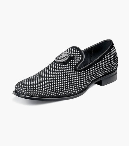 Stacy Adams SWAGGER Studded Slip-on Color: Black and Silver Available in Size 10.5