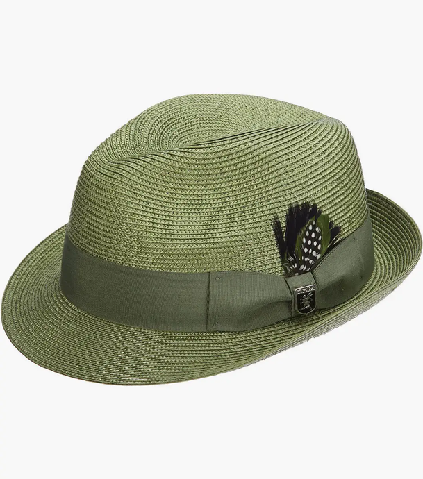 Sage BELMONT FEDORA (STACY ADAMS) Poly Braid Pinch Front Hat Size XL