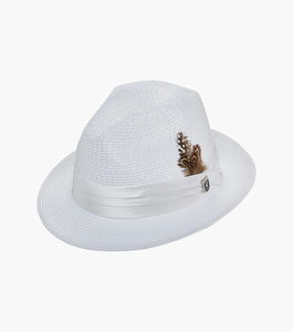 White DUBLIN FEDORA (STACY ADAMS) Poly Braided Pinch Front Hat Size XL