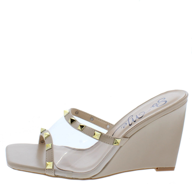 Nude Open Toe Wedge Heel Available in Sizes 9-10
