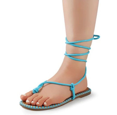 Turquoise Women's Tie up Sandal Available in Sizes 8-11