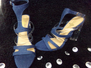 Denim & Clear Sandal  Available in size 8