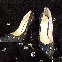 Sparkling Jean Black & Silver Stiletto Available in size 7