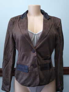 Brown Suede & Leather Blazer Available in Sizes S-L