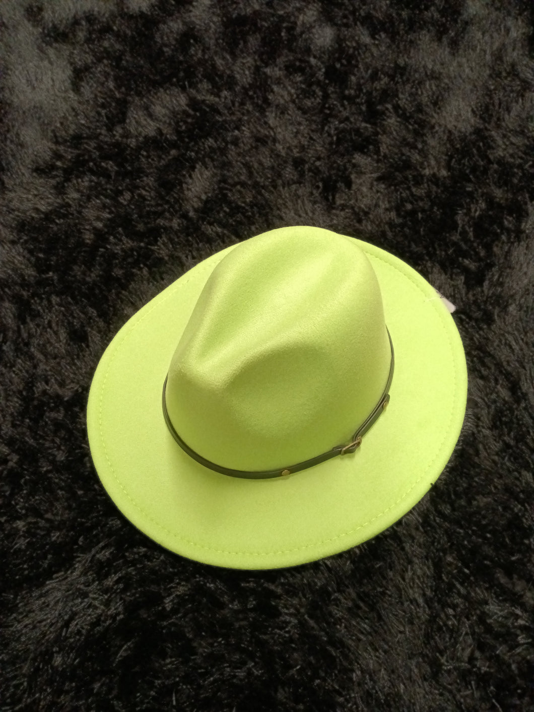 Lime Green w/ Red Bottom Fedora Adjustable Strings inside Hat