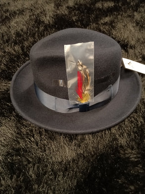 Navy Blue Fedora Hat with Feather Sizes L-XL