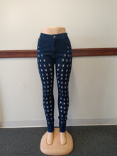 Dark Blue Ripped Stretch Jeans Lots of Stretch Available in Size S