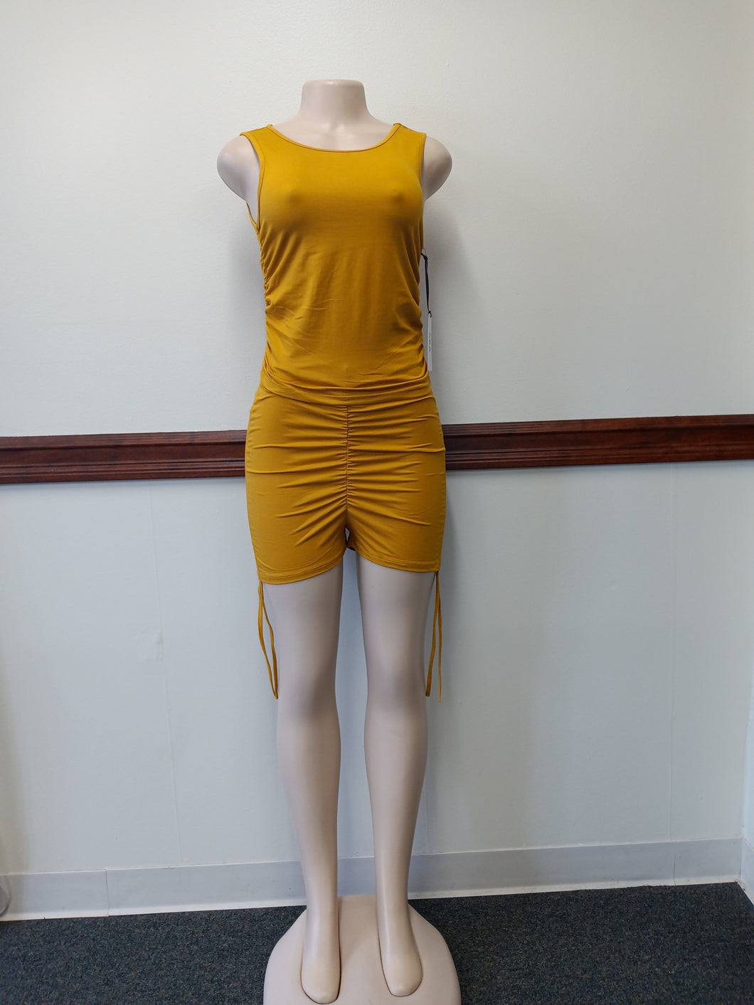 Mustard Stretch Short Set Available in Size M