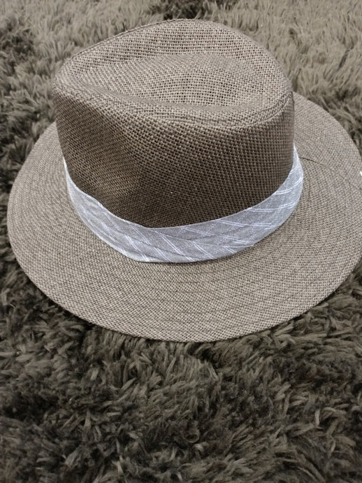 Charcoal & Denim Straw Fedora Hat