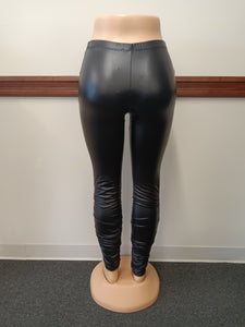 Black Faux Leather Stretch Pants Available in Sizes M-XL