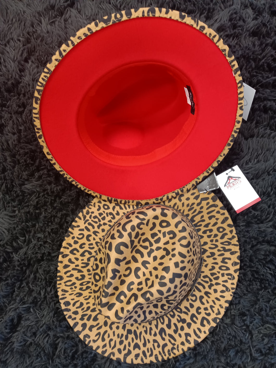 Cheetah w/ Red Bottom Fedora Adjustable Strings inside Hat