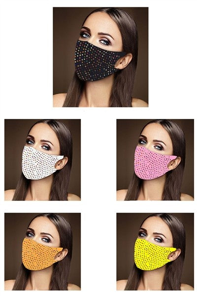 Multi Stone Fashion Face Mask Available in Colors White, & Yellow ONLY