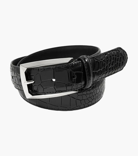 (Brand) Stacy Adams Black OZZIE Genuine Leather Croc Emboss Belt Available Size 40