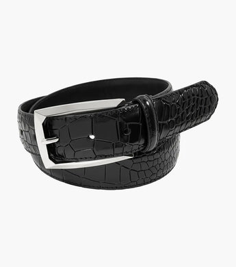 Black OZZIE XL Genuine Leather Croc Emboss Belt Available Sizes 46-54