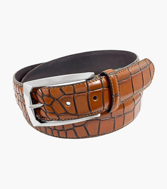 Cognac OZZIE XL Genuine Leather Croc Emboss Belt Available Sizes 46-54