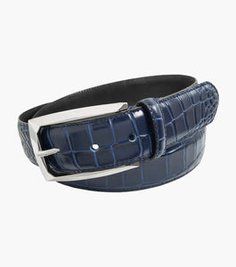 Crocodile leather belt in deep blue