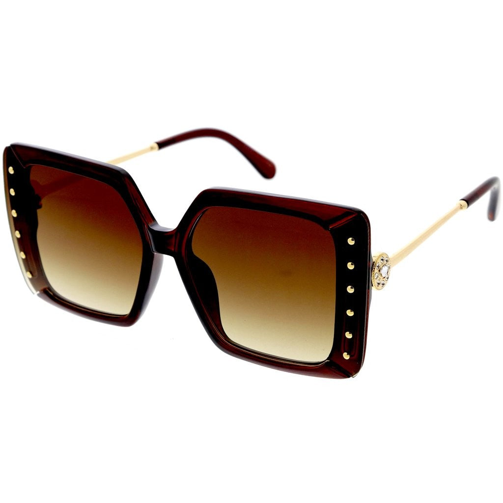 Boss Lady Classy Gold Bolted Square Sunglasses
