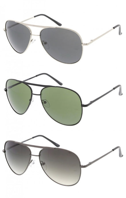 Boss Man Collection Metal Aviator Sunglasses Green/Black Amber/Gold