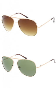 Boss Man Collection Metal Aviator Sunglasses Green/Black Amber/Gold