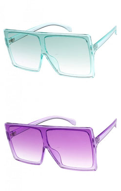 Boss Lady Flat Top Square Sunglasses AVAILABLE PURPLE ONLY