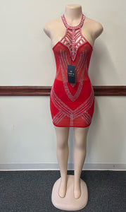 Red Rhinestone Dress Available in Size L