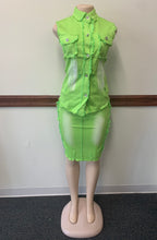 Lime Green Denim 2 Piece Set Skirt/Jacket Available Size S