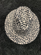 Leopard Fedora Hat with Black Bottom Adjustable Strings inside Hat